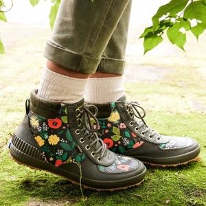Keds Rifle Paper Co. Scout Boot Water-Resistant Botanical Canvas Olive Sz 8 NWT